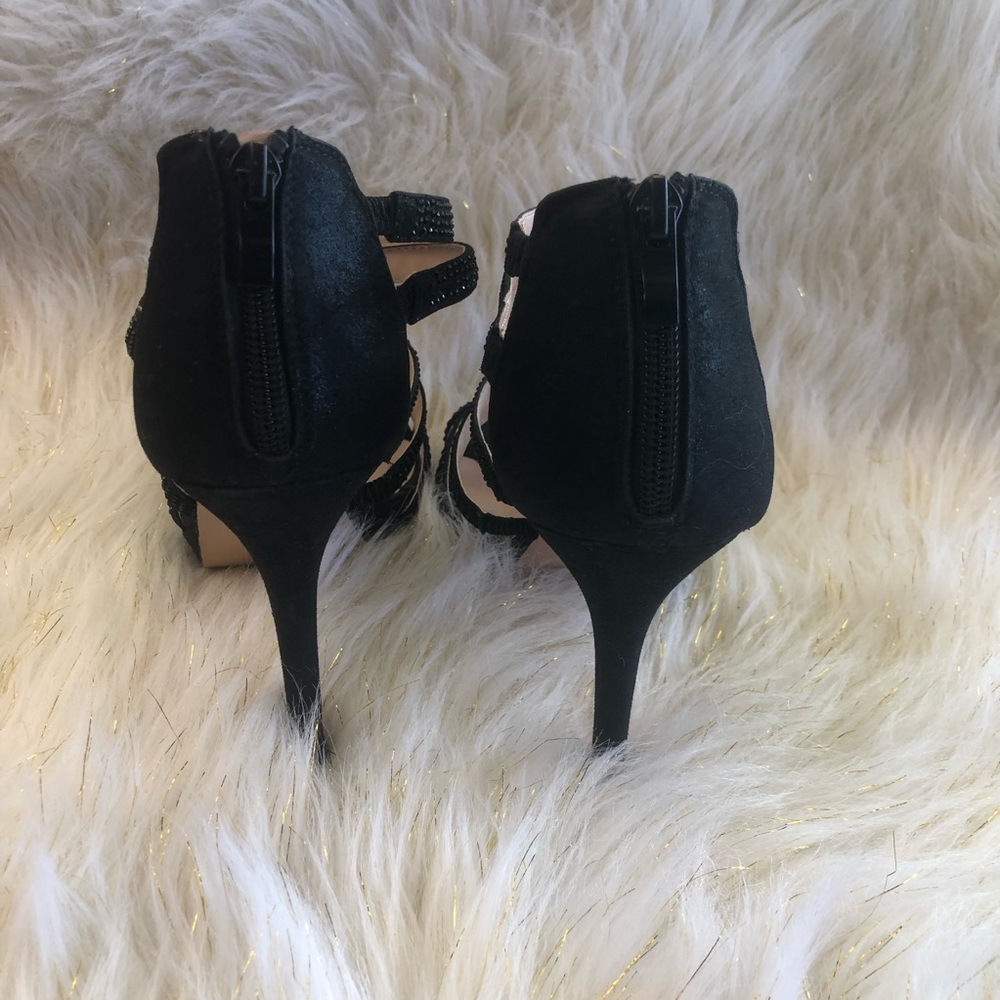 Cathy Jean Black Strappy Rhinestone Heels✨ - Picture 4 of 8